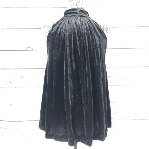 French Connection Velvet Aurore High Neck Sleeveless Swing Top Black S - Picture 6 of 10